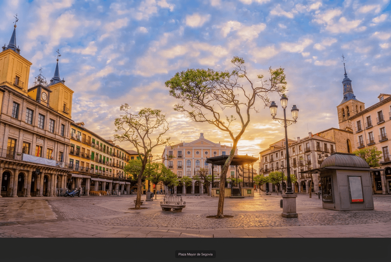 Plaza Mayor of Segovia with the Cathedral in the background